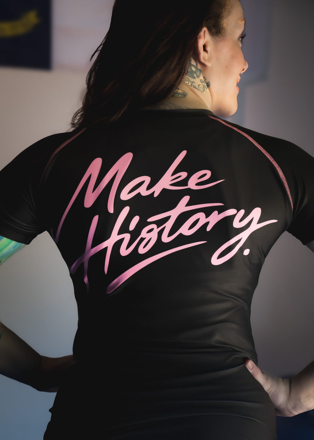 MAKE HISTORY.  Rash Guard - Pastel Pink